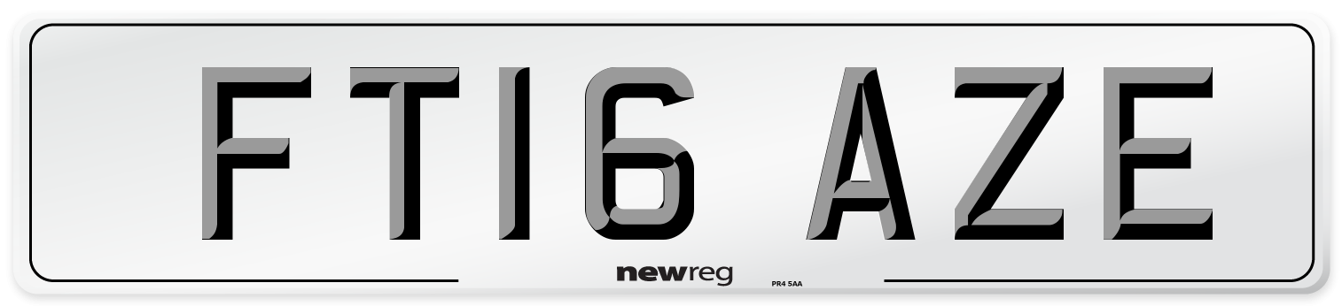 FT16 AZE Number Plate from New Reg